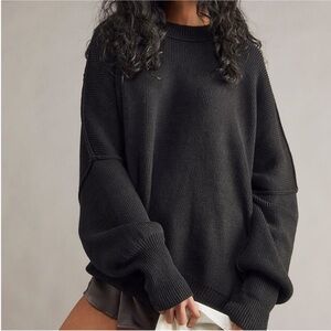 Free People Easy Street Tunic Sweater Black Medium
